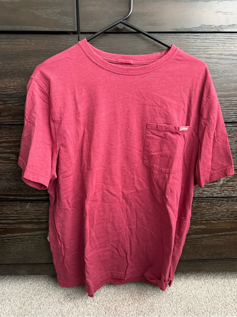 Coleman Men's Short Sleeve Pocket Tee in Rose Red